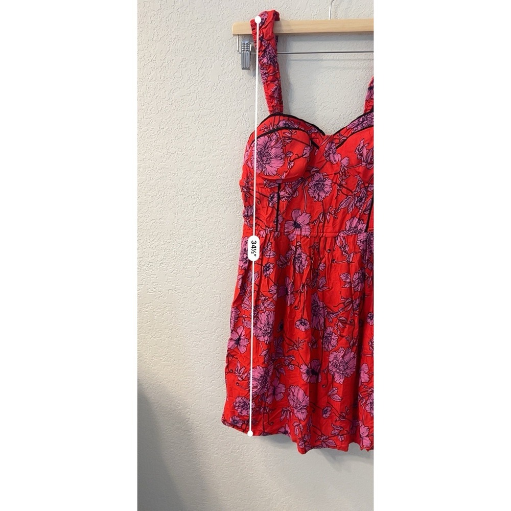 Band of The Free Flirty Red Magenta Floral Mini Bustier Dress Size L - Picture 6 of 6